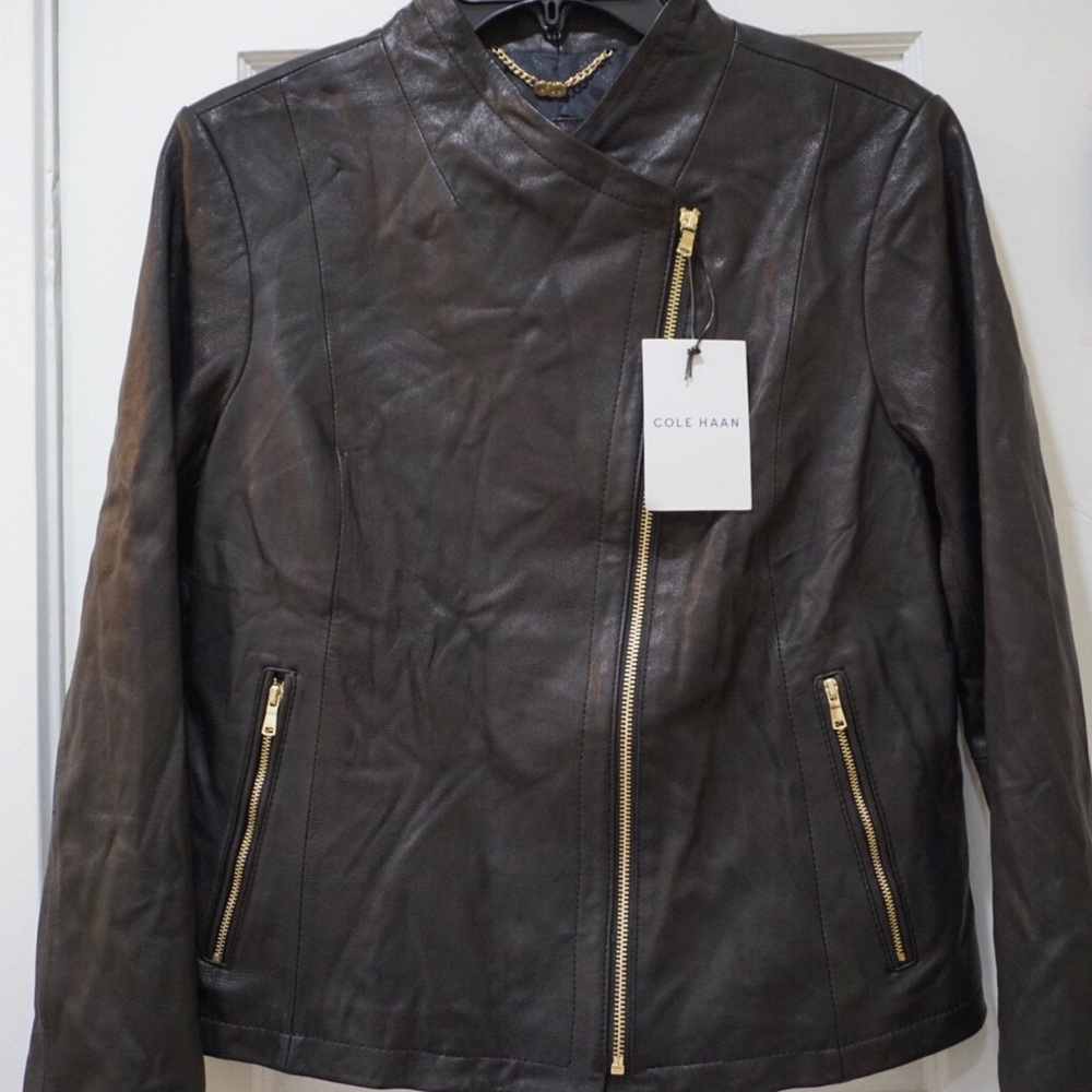 Cole Haan Asymmetrical Leather Moto Jack (Size L)